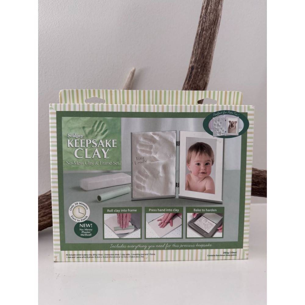 Sculpey Keepsake Clay No-Mess Clay & Frame Set White Oven-Bake Kit K3 4055 NIB